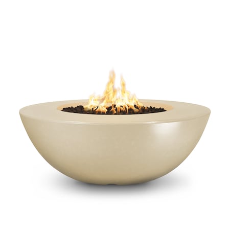 The Outdoor Plus 48 Round Sedona Fire Pit, GFRC Concrete, Vanilla, Low Voltage Electronic Ignition, Liquid Propane OPT-SEDWL48E12V-VAN-LP